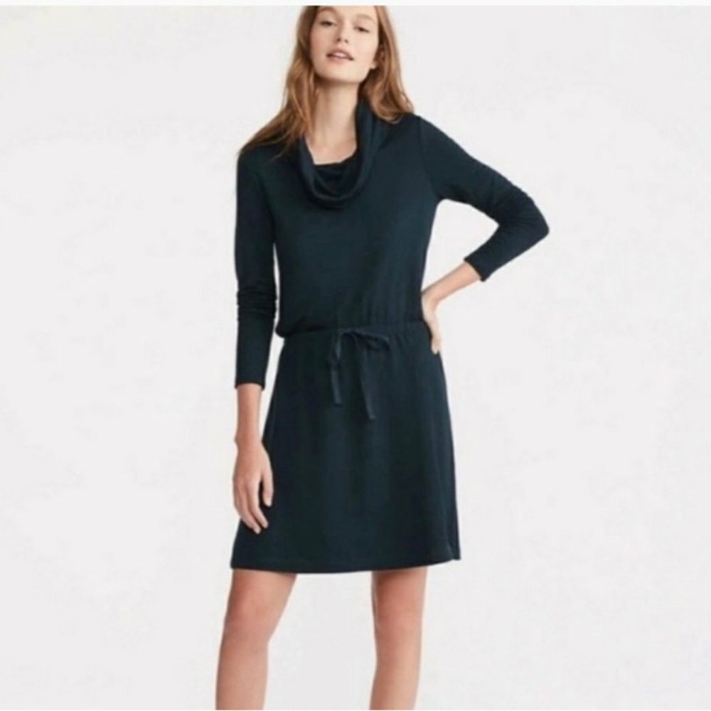Lou & Grey LOFT Cowl Turtleneck Sweater Dress‎ Emerald Green Medium